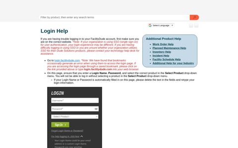 Login Help - Dude Solutions' Online Help