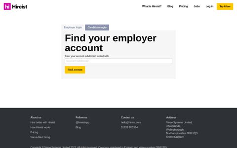Find your employer account - Hireist - Hire Better