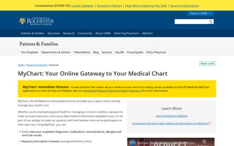 MyChart: Your Online Gateway to Your Medical Chart - URMC