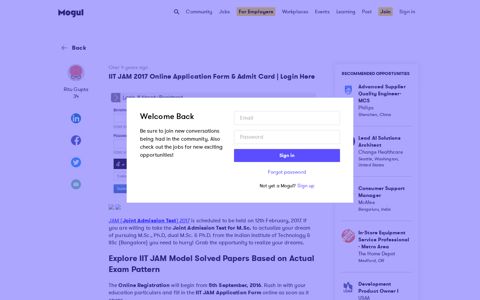 IIT JAM 2017 Online Application Form & Admit Card | Login Here