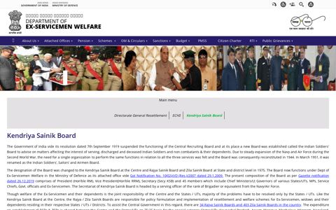 Kendriya Sainik Board | Department of Ex-servicemen Welfare ...