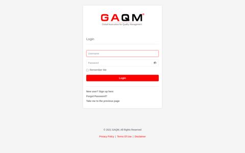 Login - Global Association for Quality Management (GAQM ...