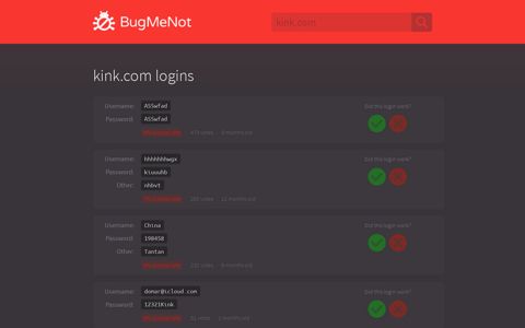 kink.com logins - BugMeNot