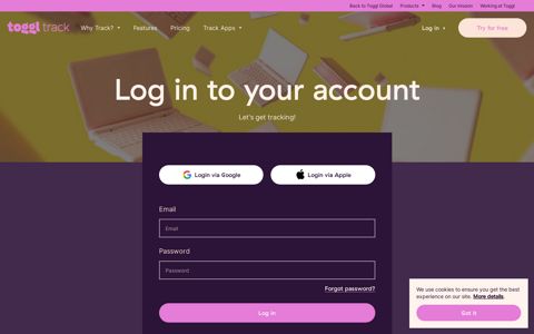 Toggl Track: Login to your account