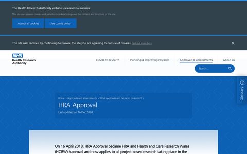 HRA Approval - Health Research Authority