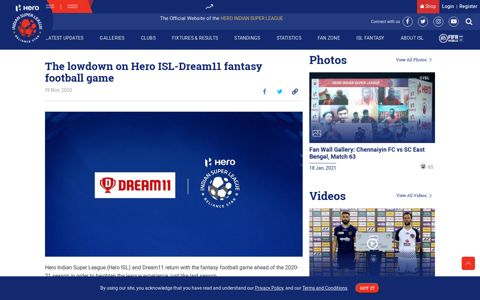The lowdown on Hero ISL-Dream11 fantasy football game
