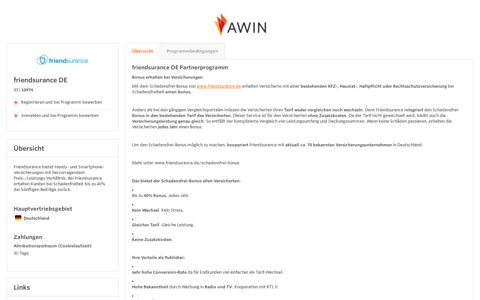 friendsurance DE Partnerprogramm - Awin