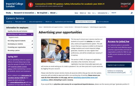 Advertising your opportunities - Imperial College London