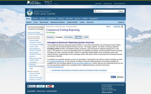 Commercial Fishing Reporting eLandings - Alaska ...