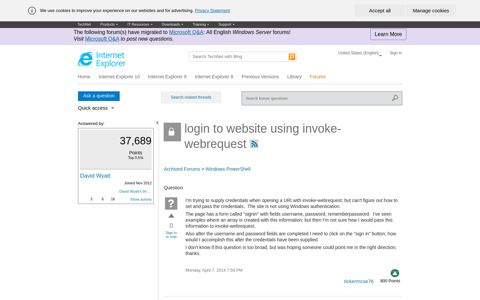 login to website using invoke-webrequest - Microsoft Technet
