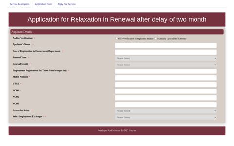 Application for Relaxation in Renewal after delay of two month