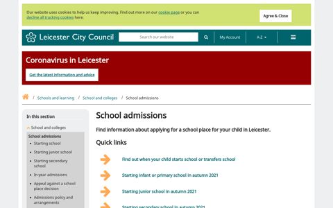 School admissions - Leicester City Council