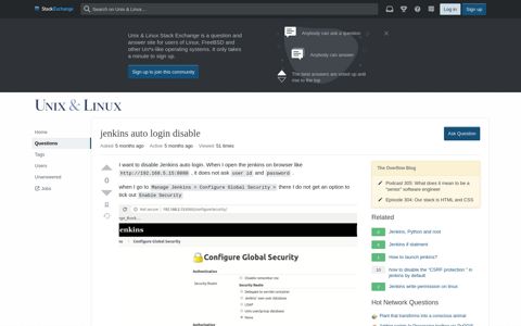 jenkins auto login disable - Unix & Linux Stack Exchange