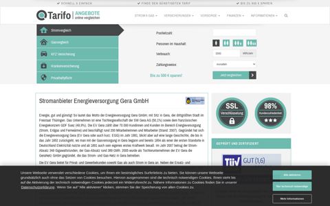 EV Gera: Jetzt Stromtarife vergleichen - Tarifo.de