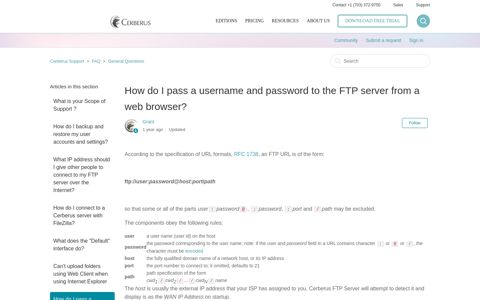 How do I pass a username and password to the FTP server ...