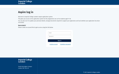 Aspire log in - My Imperial - Imperial College London