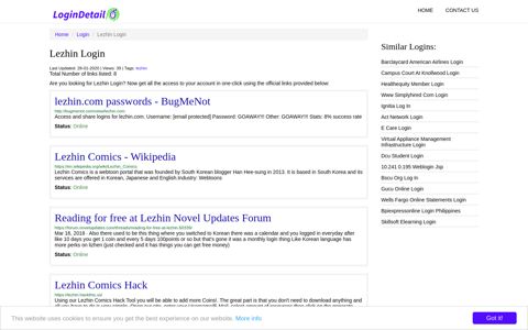 Lezhin Login lezhin.com passwords - BugMeNot - http ...