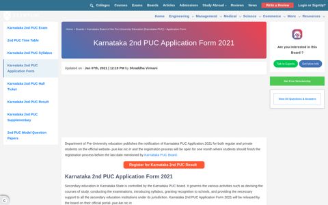 Karnataka 2nd PUC Application Form 2021 | Get details on ...