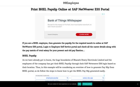 Print BHEL Payslip Online at SAP NetWeaver ESS Portal
