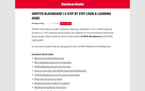 Griffith Blackboard - A Step by Step Login & Learning Guide