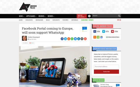 Facebook Portal coming to Europe, will soon support WhatsApp