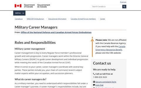 Military Career Managers - Canada.ca