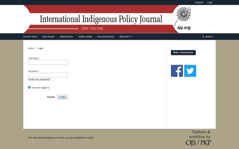 Login | International Indigenous Policy Journal