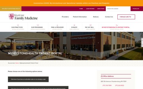 MyKeystoneHealth Patient Portal - Keystone Family Medicine