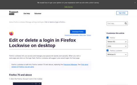 Edit or delete a login in Firefox Lockwise on desktop | Mozilla ...