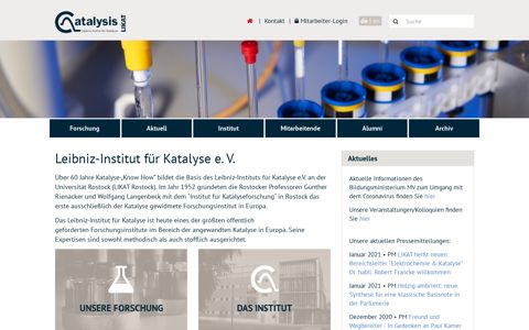 Catalysis. Leibniz-Institut für Katalyse. Forschung über ...