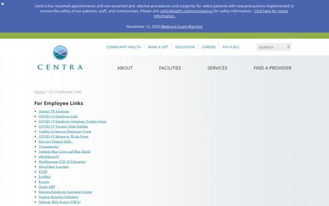 For Employee Links | Centra Health - Central Virginia's ...