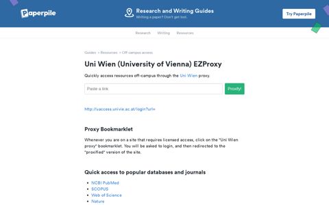 Off-Campus Access @ Uni Wien - Paperpile