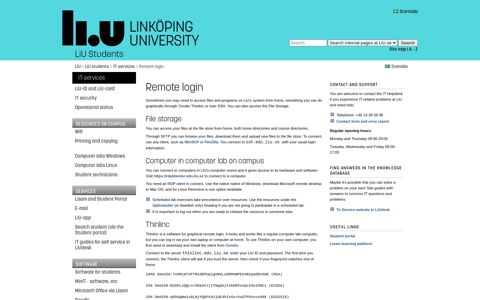 Remote login: IT-services: LiU students: Linköping University
