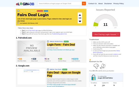 Fairs Deal Login - A database full of login pages from all over ...
