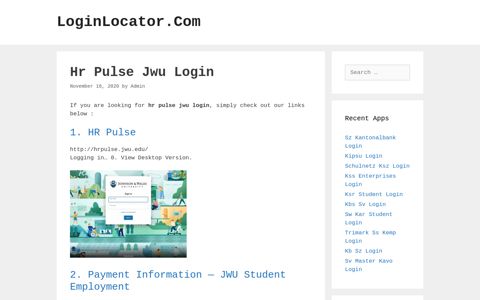 Hr Pulse Jwu Login - LoginLocator.Com