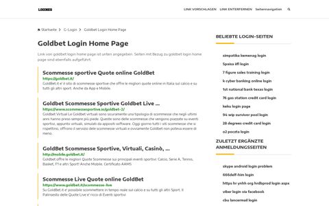 Goldbet Login Home Page | Allgemeine Informationen zur ...