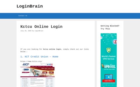 Kctcu Online - Kct Credit Union - Home - LoginBrain
