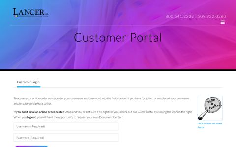 Customer Portal : Customer Login - Lancer Ltd.