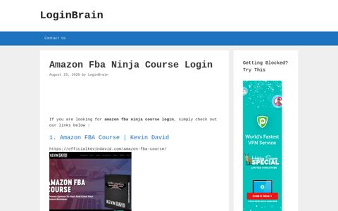 Amazon Fba Ninja Course - Amazon Fba Course | Kevin David
