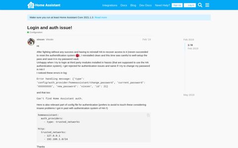 Login and auth issue! - Configuration - Home Assistant ...
