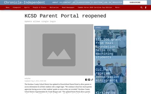 KCSD Parent Portal reopened - Chronicle-Independent
