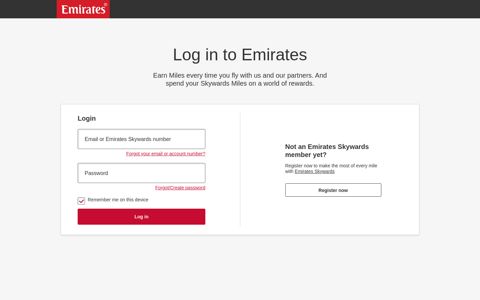 Emirates Skywards member login