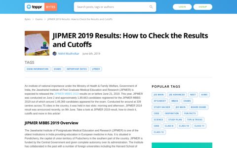 JIPMER 2019 Result: How to Check JIPMER Result and ...