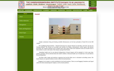 Hostels - The Gandhigram Rural Institute - Deemed University