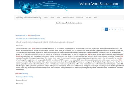 included mse adjunct: Topics by WorldWideScience.org