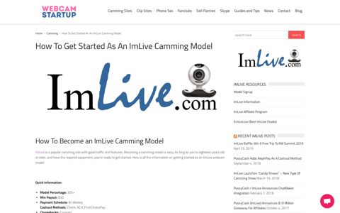How To Get Started As An ImLive Camming Model - Webcam ...