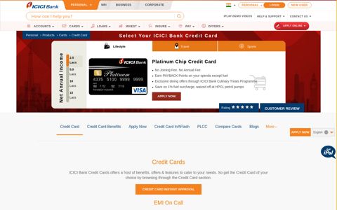Credit Card - Compare & Apply for Credit Cards ... - ICICI Bank