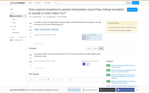 Does anyone knowhow to connect Genymotion cloud Paas ...