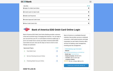 Bank of America EDD Debit Card Online Login - CC Bank