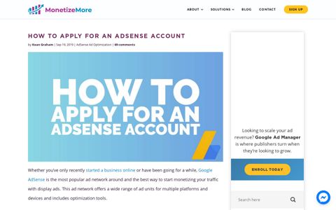 How to apply for an AdSense account | MonetizeMore